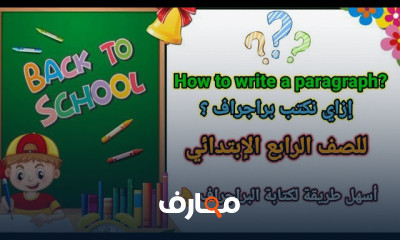 كتابة البراجرافات لرابعة ابتدائى إنجليزي الترم الأول