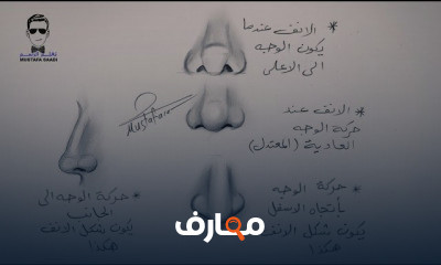 رسم اجزاء الوجه بالرصاص