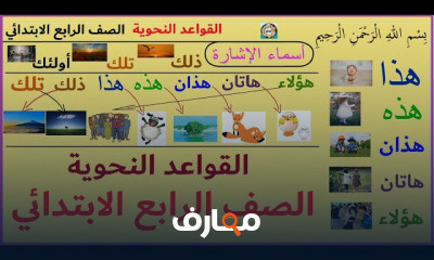 القواعد النحوية للصف الرابع الابتدائي