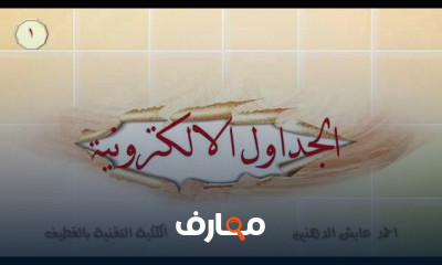 المحاسبة بالإكسل الجداول الالكترونية