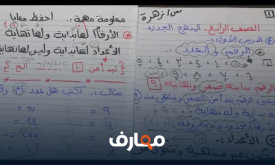 تأسيس مادة الحساب رابعة إبتدائي